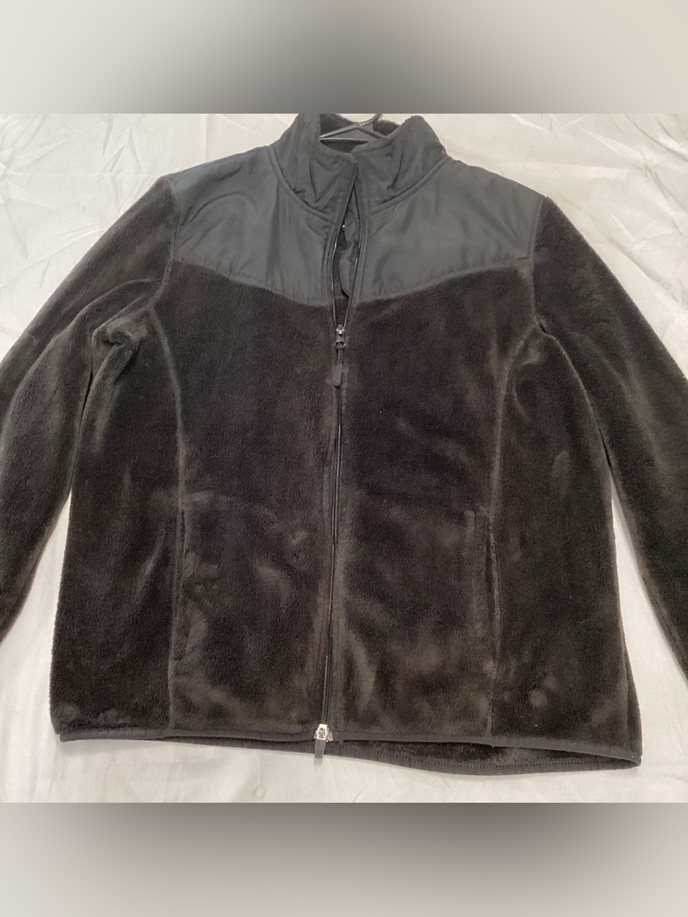 Danskin Black Faux-Fur Fleece Full-Zip Jacket